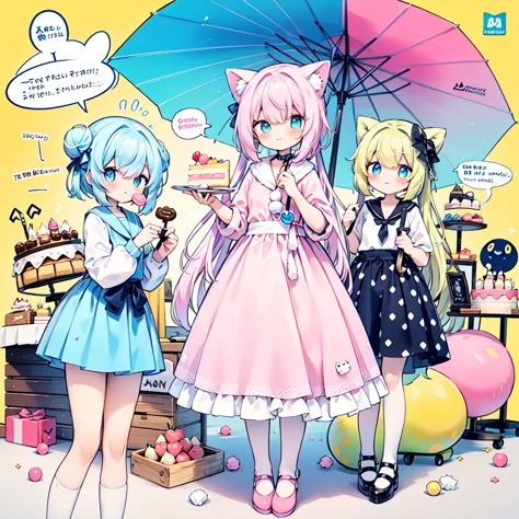 1girl in, ((comic strip))、(Multiple texts)、(Voice bubbles)、Pastel muted colors,holding a pastel umbrella、umbrellas、 (The color p...