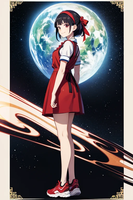 Anime drawings,Full body portrait、Office Lady in Space Science Fiction、A curvy woman, standing upright, about 180cm tall, about 48 years old, wearing a silver suit and a silver short skirt、Smiling、Long silver hair、Yellow tie