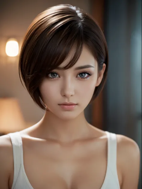 highest quality, ultra-high resolution, (realistic: 1.4), beautiful eyes, super beautiful, short hair, beautiful, beautiful sold...