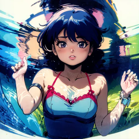 Madoka Ayukawa, underwater, swim under the sea, Dark blue hair, No background, Perfect body,Madoka Ayukawa, 14 years old, bangs,...