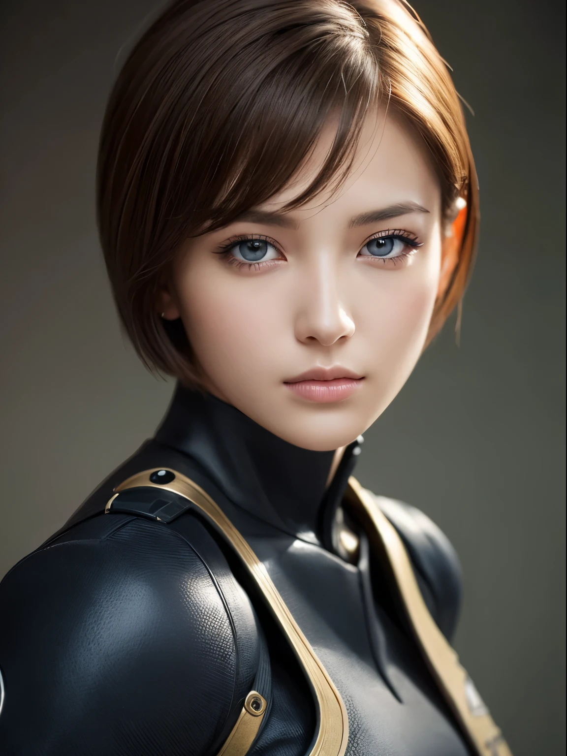 highest quality, Ultra-high resolution, (Realistic: 1.4), beautiful Eyes, Super beautiful, Short Hair, beautiful, beautiful Soldier, Eyes that beckon, Mistress&#39;s point of view, Attractive look, Sexy smile, Perfect Style, Perfect balance, Detailed skin, Mischievous Gaze