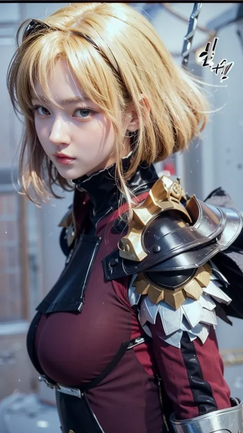 a close up of a woman in a costume with a sword, armor girl, anime girl cosplay, anime cosplay, girl in knight armor, realistic ...