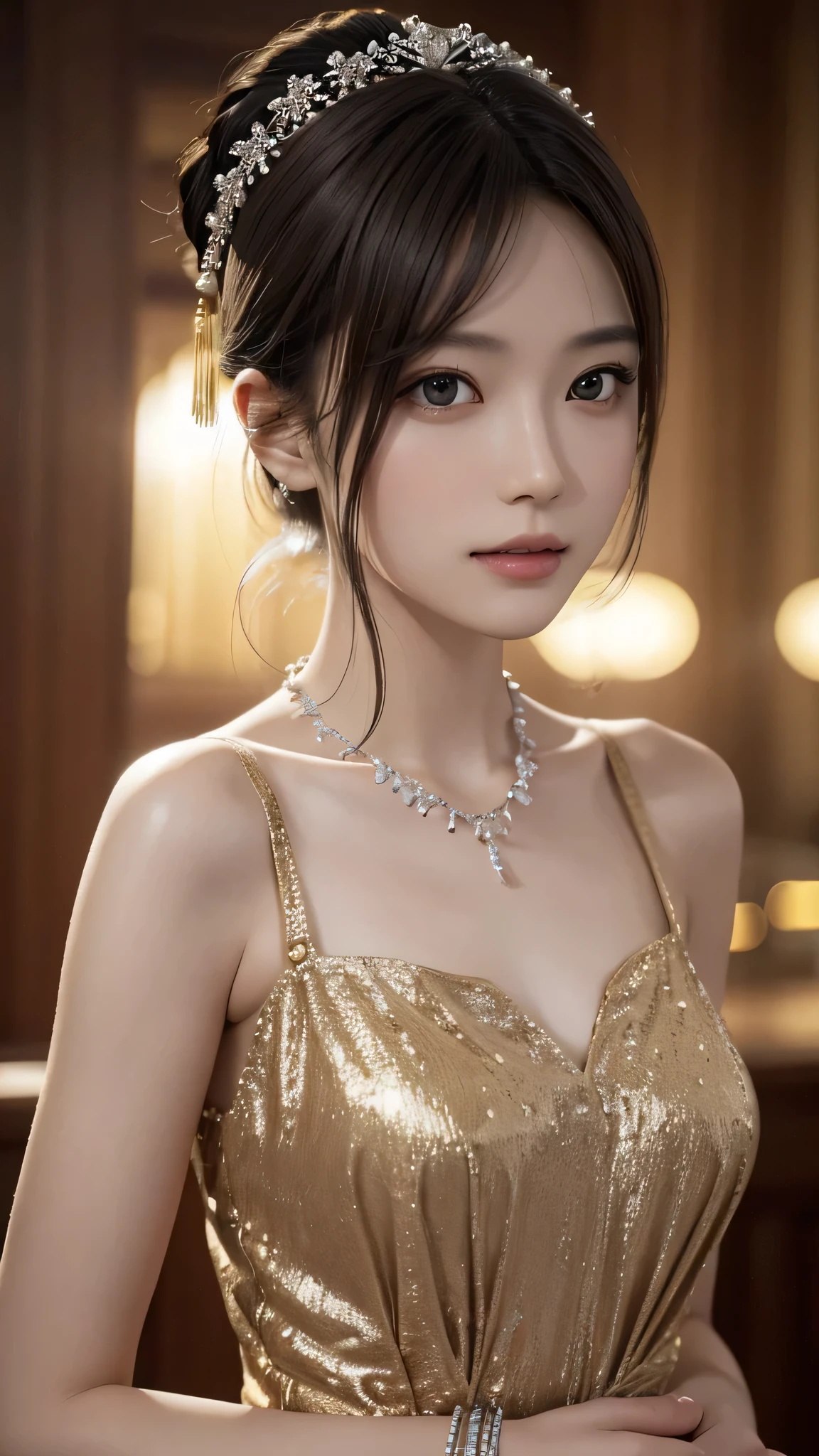 最high quality, masterpiece, High resolution, One girl,China dress,hair ornaments,necklace, jewelry,Beautiful Face,On top of that_body, Tyndall effect,Realistic, Dark Studio, Rim Light, Two-tone lighting,(Skin with attention to detail:1.2), 8K Ultra HD, Digital SLR, Soft lighting, high quality, Volumetric lighting, Frank, photograph, High resolution, 4K, 8k, Bokeh,