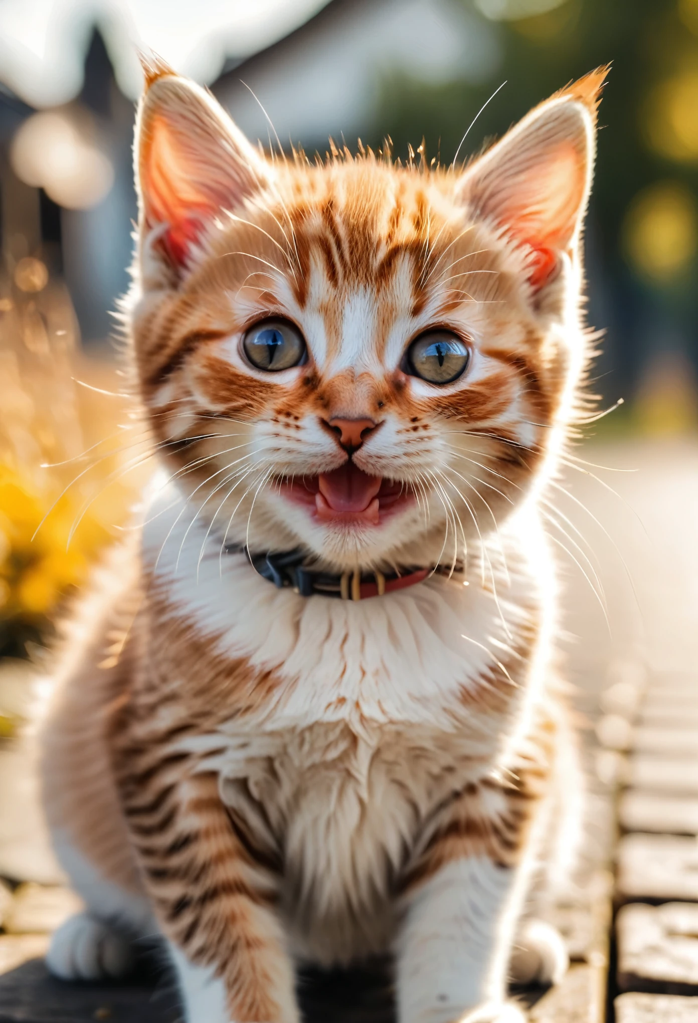 masterpiece, professional photography, a photo of a cute little cat smiling, looking toward camera, photo, photography, epic composition, epic proportion, 8K