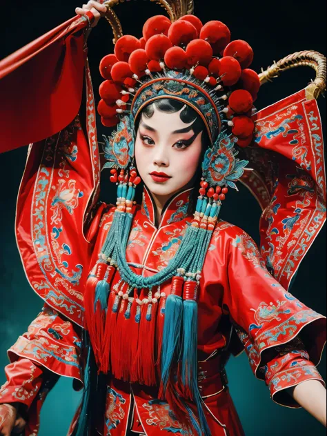 masterpiece：（（（Chinese Opera House Flag）））， 8K，Portrait Photos，Sportswear，Shocking，Cinematic quality，。CNOperaCrown， From the fro...