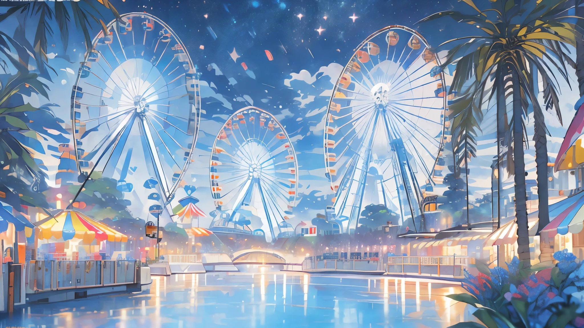 (16k, best quality, masterpiece:1.2),(constructed a gravity free carnival theme park)(out of lego blocks)( the wildest craziest your imagination has ever seen)digital painting, trending on artstation, award winning fantasy art, rides lots of rides, loop the loop, fireworks, explosive fantasy Background, Cosmic Entity, night sky, night festival, colorful fireworks, fireworks, (Night sky, night)best quality,highres,masterpiece:1.2,ultra-detailed,realistic:1.37,night scene,street vendor,toilet stall,overhead view,Vibrant colors,bokeh,nighttime illumination,crowded street,city hustle,exquisite details, ((night))