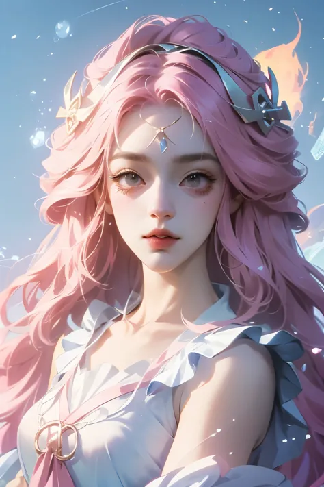 Pink Hair、Anime girl with a bow, Kawaii realistic portrait, guweiz, Portrait of a magical girl, Lovely characters, Lovely art st...