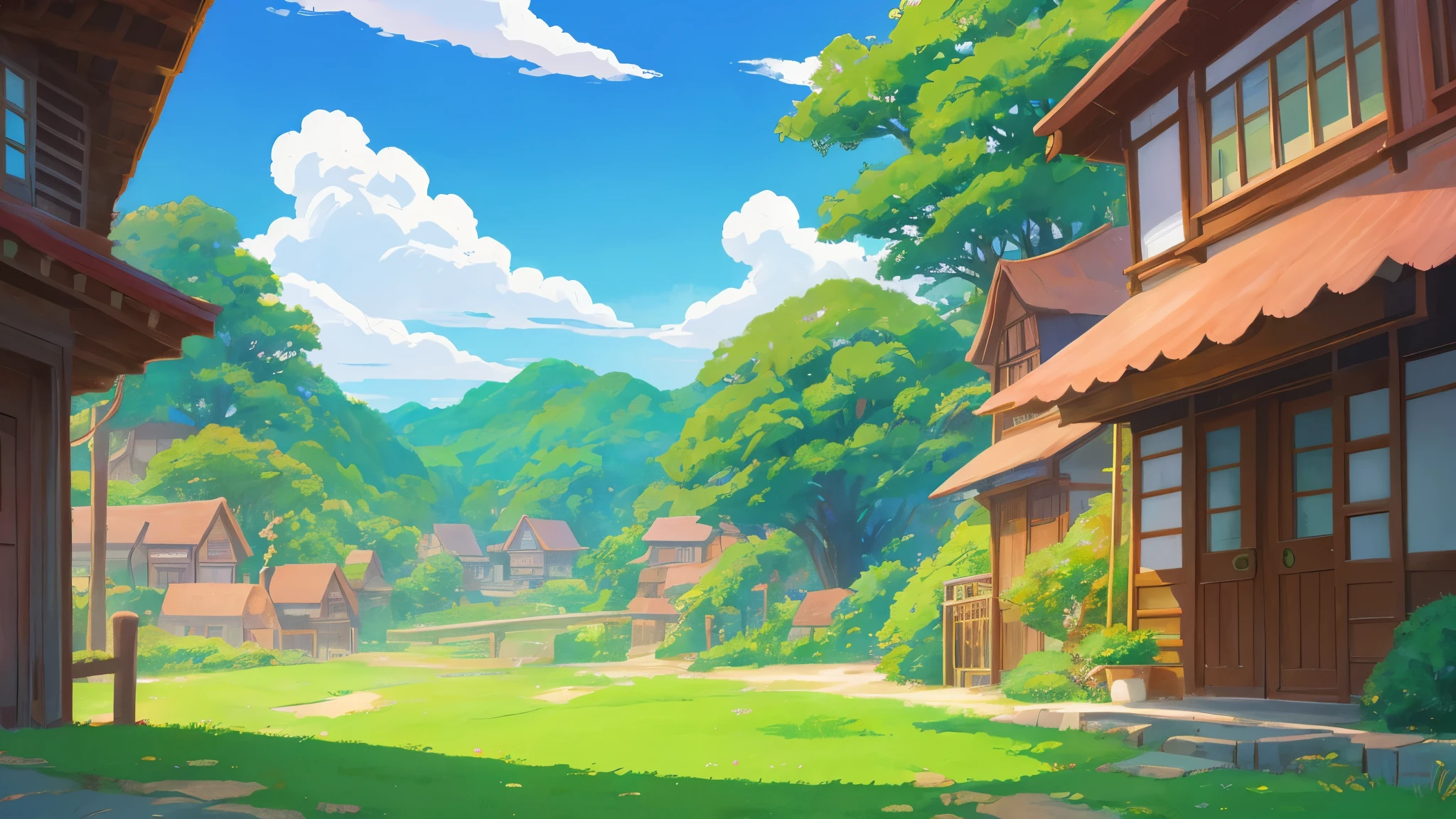  ศิลปะโลฟี่, สไตล์ในอะนิเมะ Ghibli, สไตล์ในอะนิเมะ Ghibli style, สีโลฟี่, ภาพหน้าจอของ อะนิเมะสตูดิโอจิบลิ, บรรยากาศ Lofi, รู้สึกโลฟี่, ท้องฟ้าหลังฉากดอกซากุระ