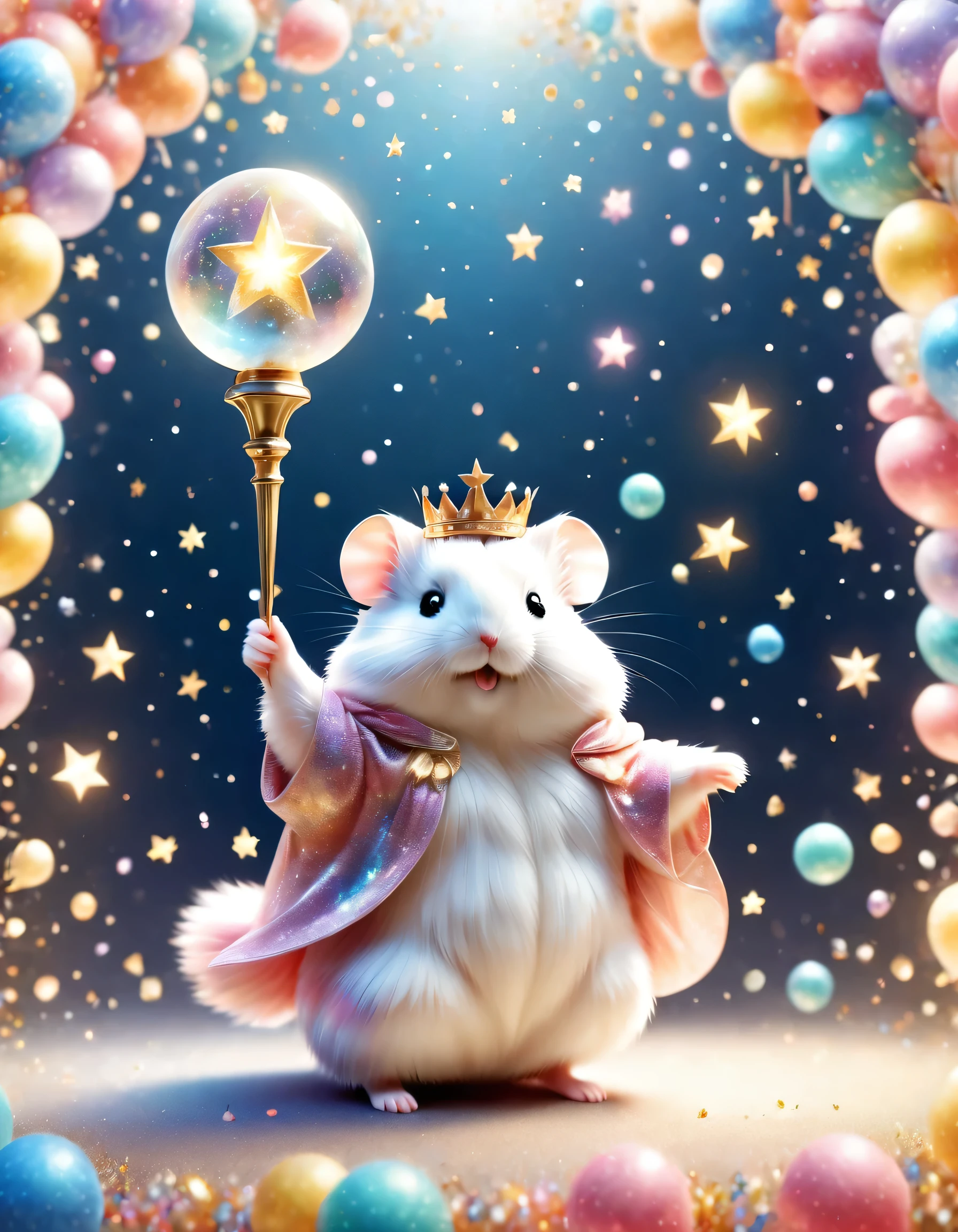 ((Dance Hamster)),((Confetti)),dance,Please raise your hand,Jump,Open your mouth,indoor,masterpiece,highest quality,Fluffy Hamster,a bit,cute,fun,happiness,,Stylish scenery,22.2 Shine,celebration,Anatomically correct,all the best,最高にCute hamster,Cute hamster，,Fantasy,Randolph Caldecott Style,Consciousness upward,watercolor,Gentle colors,((Confetti)),Shine,star,Light,Sequins,Crown,The king's cloak,Holding up the trophy,Fluffy Hamster,lame