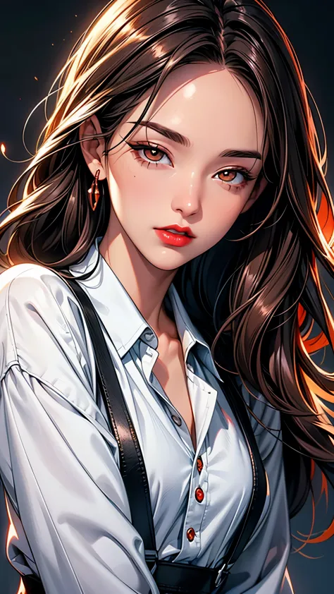 (Best quality at best,8K,A high resolution,tmasterpiece:1.2),Digital artwork, one girl，detailed face，detailed eyes，dark brown ha...