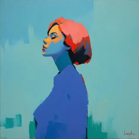 Create an evocative oil painting inspired by Malcolm Liepke, based on the provided image. Capture the intense, introspective exp...