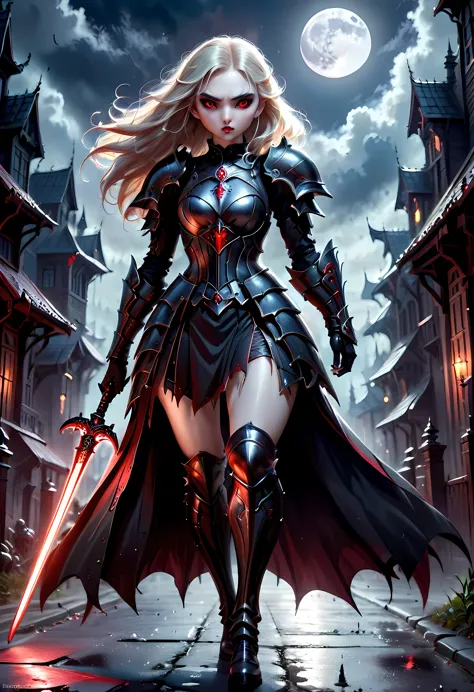 modisn disney Arafed, dark fantasy art, gothic art, a picturק of a vampire ready for battle, female vampire, armed with a sword,...