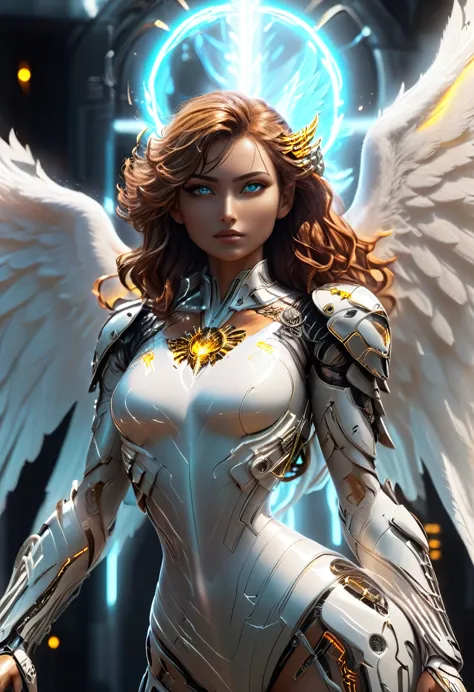 You have a mission!! task (((The most beautiful bionic angel in a perfectly tailored outfit in a given situation))), (give the s...