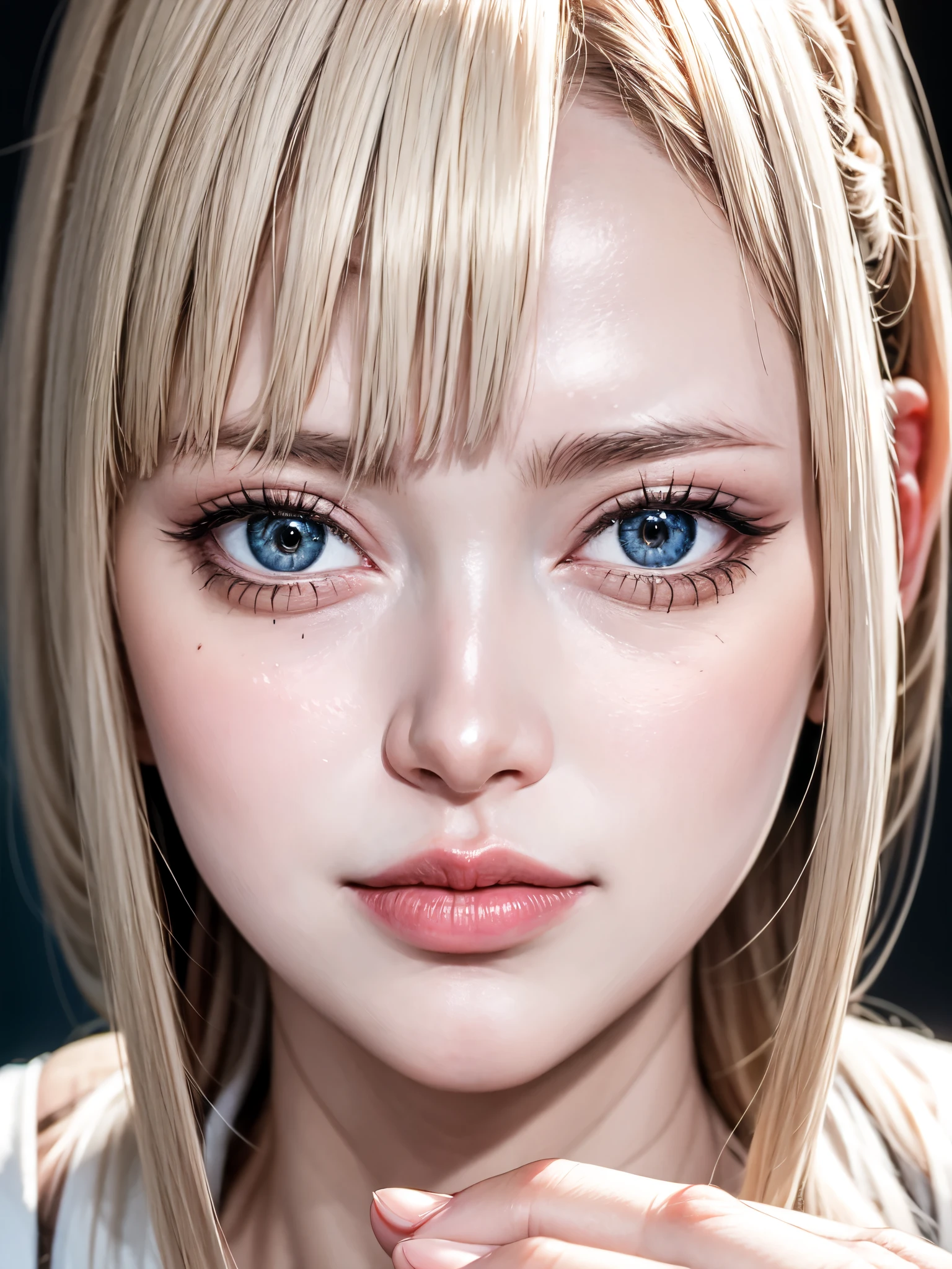 (SFW:1.8),Real、8K、(obra maestra), (muy complicado:1.3), (Realista), 1 hembra、retrato de mujer、23 años、cara redonda、Blue Eyes、Primer plano de la cara、ojos grandes、ojos caídos、 cabello corto、la mas bella del mundo,, piel blanca、delicado、 Parte superior del cuerpo, Noche、 iluminación fuerte, Fotografías profesionales detalladas de mujeres hermosas., enfoque nítido, Iluminación de cine, representación , ( Fondo borroso, Profundidad del límite escrito),((Realista)), ((enfoque nítido)), (resolución más alta), ((obra maestra)), プロフェッショナルIluminación de cine、 (manos perfectas), （Dedos perfectos）