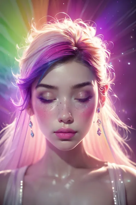 (this is a beautiful rainbow fantasy image that feels interesting and emphasizes glitter and iridescence.) generate a ((blind)) ...