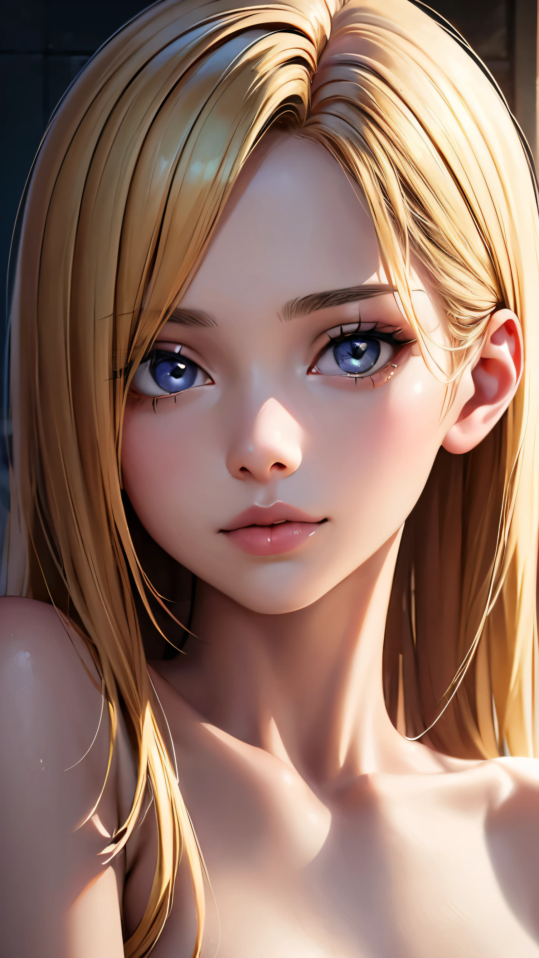 最high quality, masterpiece, One girl with anorexia, Beautiful Face, (Photorealistic photography:1.3), Rim Light, (Skin with attention to detail:1.2), 8k UHD, Digital SLR, high quality, High resolution, 4K, 8k, Bokeh, (Genuine: 1.3), Small face, pretty girl, Blonde Hair,Completely naked,I take a shower