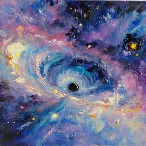 Claude Monet style，galaxy，universe，Black Hole，