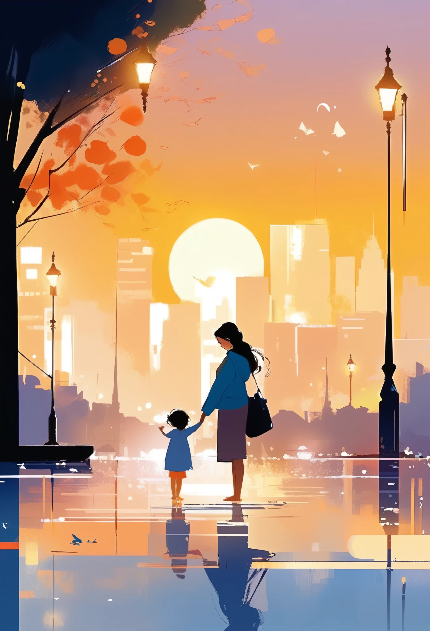 mother holding baby,  pascal campion (Pascal Campion) Artworks,  Artie Guerin Artworks,  Joelle Jones style art