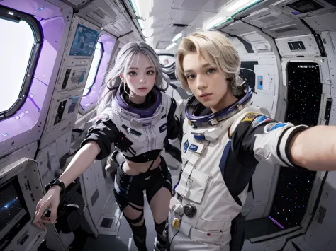  a boy, in space suit, POV selfie