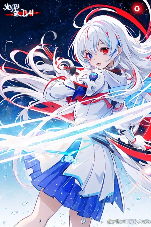 anime girl with long white hair holding a ice sword, ice magic circle, best anime 4k konachan wallpaper, white haired deity, zerochan art, anime art wallpaper 8 k, anime style 4 k, ufotable art style, detailed key anime art, anime art wallpaper 4 k, anime art wallpaper 4k, ryuko matoi, white haired, anime wallaper, (((heterochromia, blue and red eyes)))