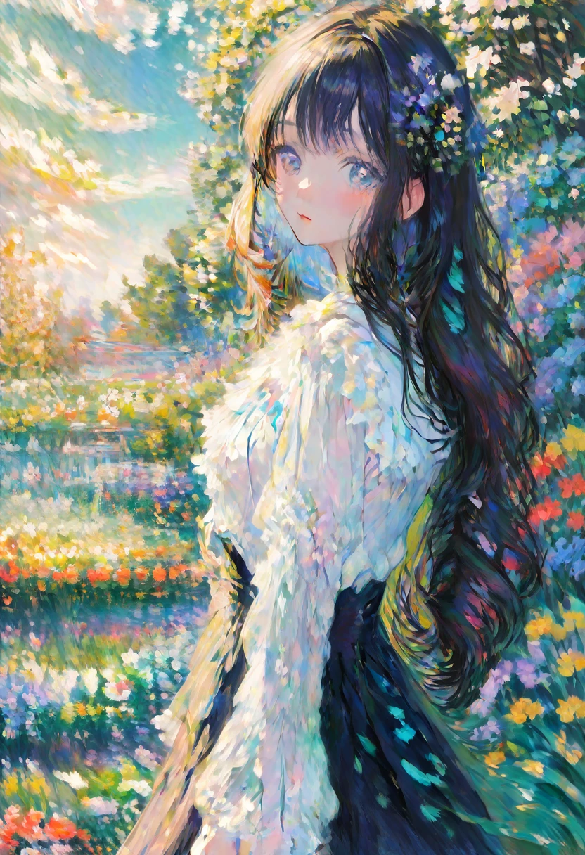 Estilo Claude Monet, 1 menino e 1 menina em um campo de tulipas , ao longe um moinho de vento , inspirado em Claude Monet, Pierre Auguste Renoir, Édouard Manet, Camila Pissarro, Alfred Sisley, Berthe Morisot, Gustave Caillebotte, Maria Cassatt, Armand Guillaumin, Edgar Degas. impressionismo óleo sobre tela hiperdetalhado 8K 3D resolução 8k