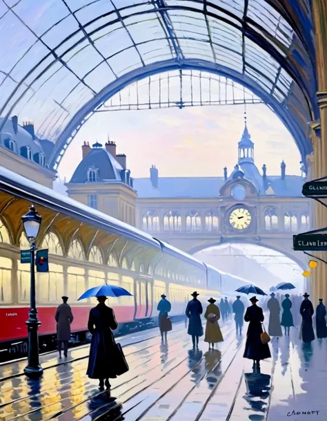 Claude Monet Style/Claude Monet style，《Saint-Lazare Train Station》
