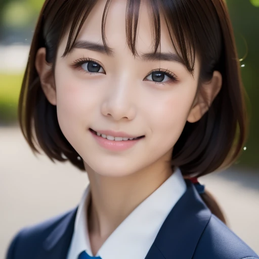 Mignon japonais de 15 ans、sur la route、visage très détaillé、Faites attention aux détails、Double paupière、Beau nez fin、netteté:1.2、Belle femme:1.4、Alignez votre frange、peau d&#39;un blanc pur、la plus haute qualité、chef-d&#39;œuvre、Ultra haute résolution、(réaliste:1.4)、Éclairage très détaillé et professionnel、joli sourire、uniforme d&#39;écolière japonaise、
