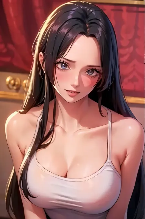 best quality, masterpiece, highly detailed,1girl, boa hancock, , (masterpiece:1.5), detailed photo, smiling, sexy, (8k, best qua...