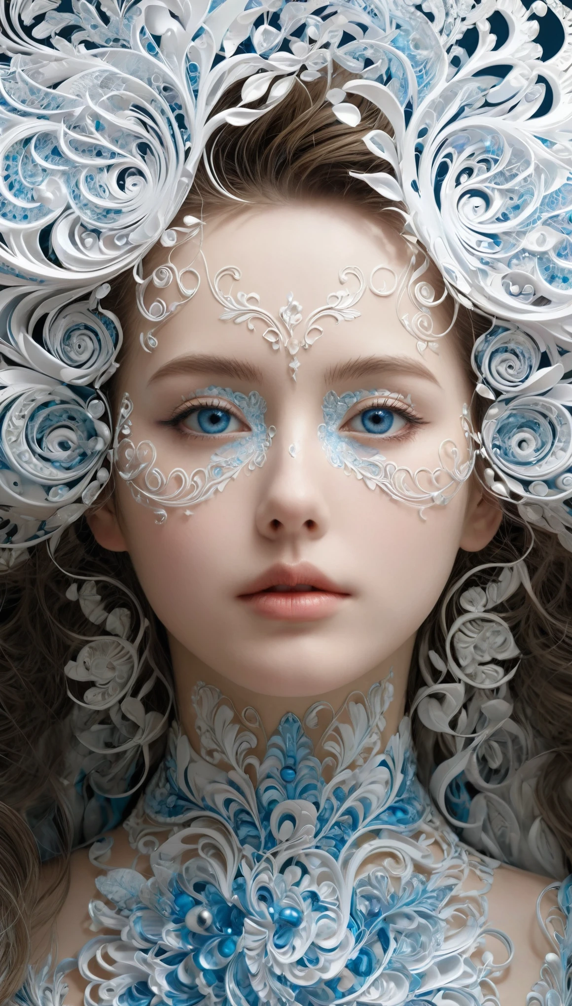 (absurd, high resolution, Super detailed), 1 Girl, Solitary, Very detailed eyes, (Official Art, Beauty and aesthetics: 1.2), (Fractal Art: 1.3), White powder color scheme, Most detailed