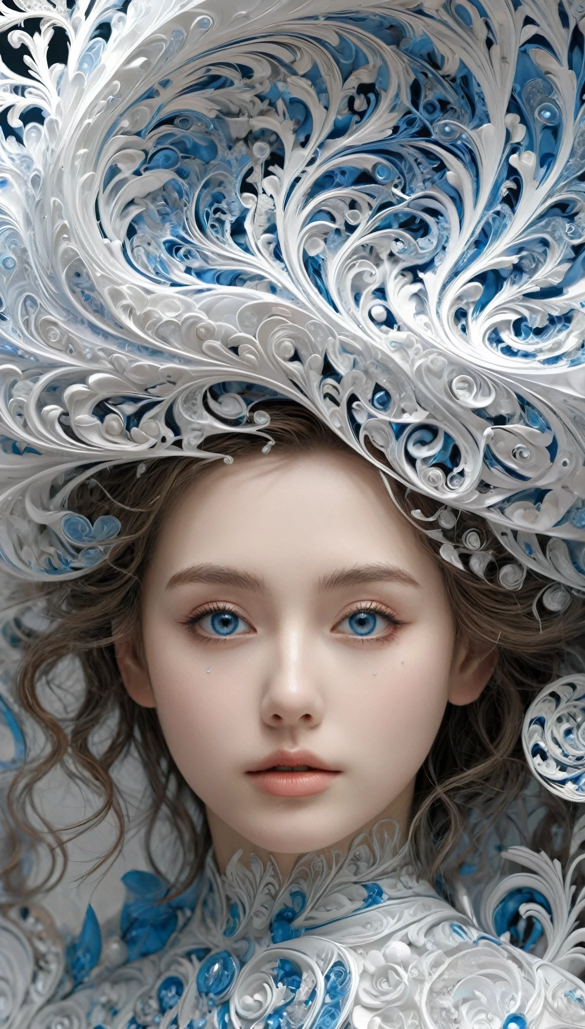 (absurd, high resolution, Super detailed), 1 Girl, Solitary, Very detailed eyes, (Official Art, Beauty and aesthetics: 1.2), (Fractal Art: 1.3), White powder color scheme, Most detailed