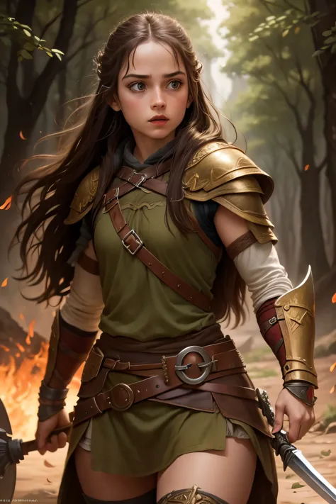 Highly detailed warrior girl image inspired by the film "The Lord of the Rings"