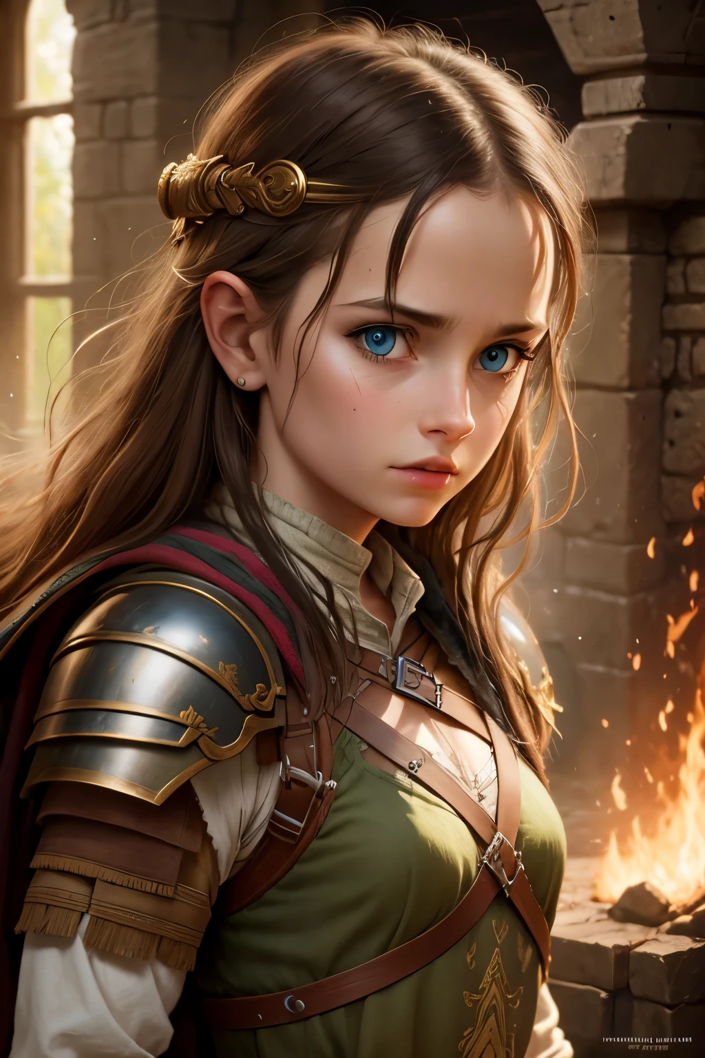 Image de fille guerrière très détaillée inspirée du film "le Seigneur des Anneaux"