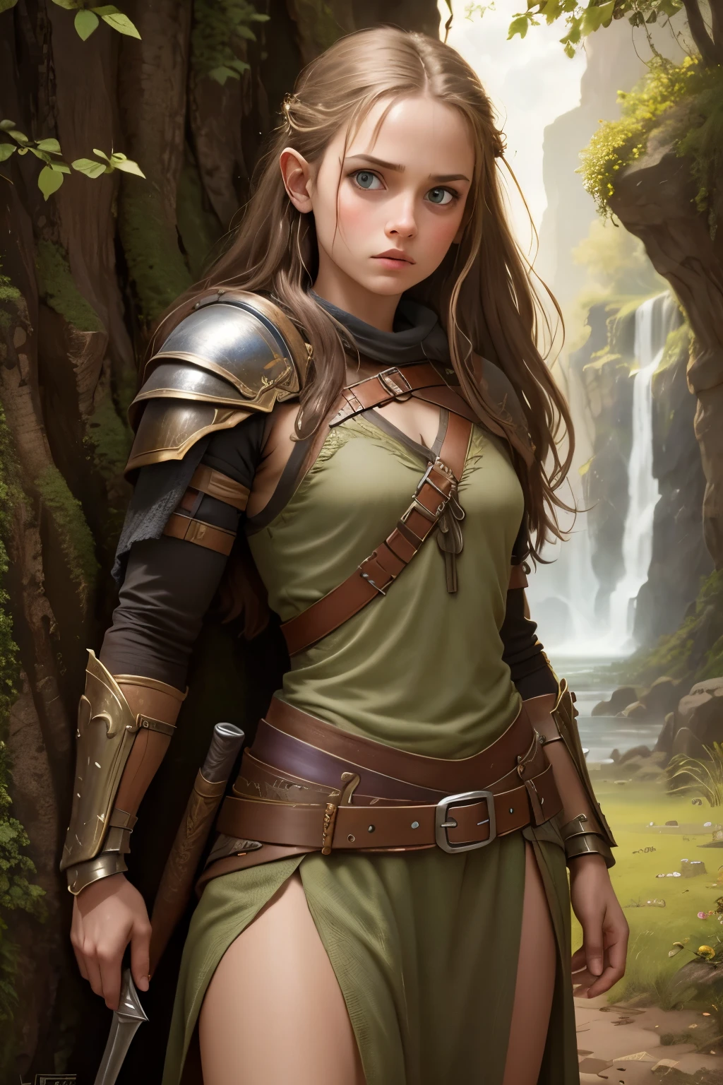 Highly detailed warrior girl image inspired by the film "The Lord of the Rings"