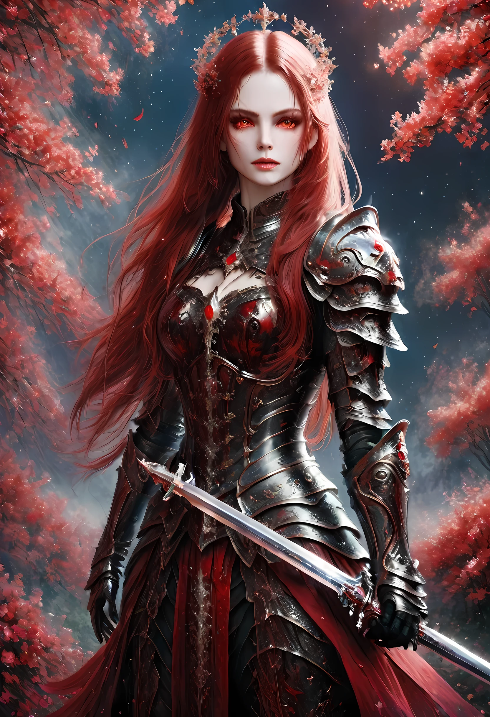 (Claude Monet Style:1.5)Arafed, dark fantasy art, gothic art, a picturק of a vampire ready for battle, female vampire, armed with a sword, wearing heavy armor , armed with a sword, shining sword, ultra detailed face (intricate detailed, Masterpiece, best quality: 1.4), pale skin, glowing eyes, red eyes, ultra feminine, pale skin, dynamic hair, dark fantasy urban street (intricate detailed, Masterpiece, best quality: 1.4), moon light, star light, clouds, cybrk, RagingNebula, 
