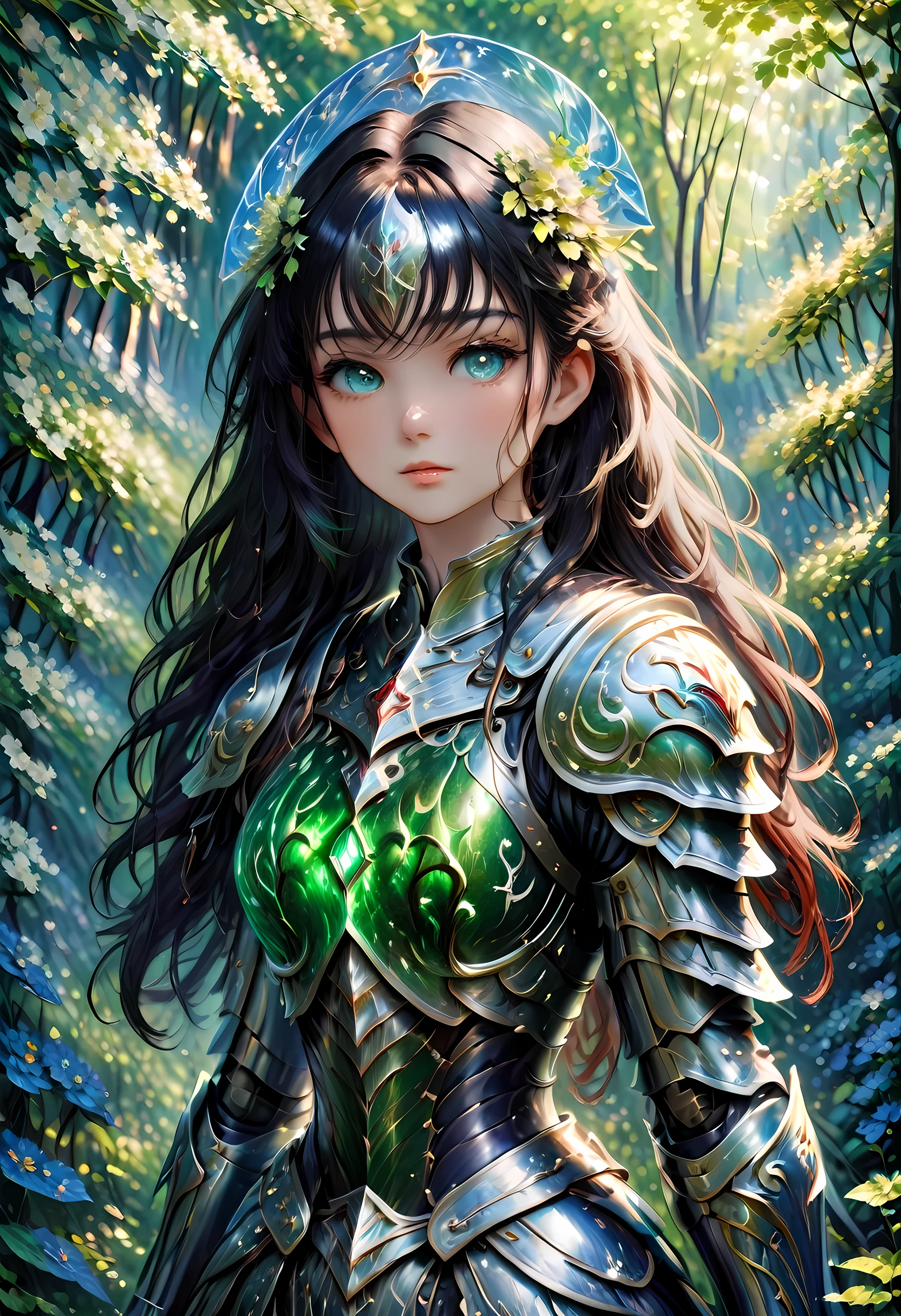 (Cláudio Monet Style:1.5) moda disney, Cláudio_Pintura estilo Monet, uma foto de uma mulher paladina da natureza protegendo a floresta, uma mulher cavaleiro, Cabelo preto, cabelo longo, corpo todo (melhores detalhes, obra de arte, melhor qualidade :1.5), ultra detalhado face (melhores detalhes, obra de arte, melhor qualidade :1.5), ultra feminine (melhores detalhes, obra de arte, melhor qualidade :1.5), Cabelo preto, cabelo longo, Cabelo trançado, pele pálida, (azul profundo: 1.2) olhos, intense olhos, vestindo armadura pesada, armadura branca (melhores detalhes, obra de arte, melhor qualidade :1.5), verde cloak, Armado com uma espada, espada brilhante GlowingRunes_verde, fundo de floresta de fantasia, D&Arte D, Arte RPG, atmosfera mágica floresta mágica-fantasia, ultra melhor realista, melhores detalhes, melhor qualidade, 16k, [ultra detalhado], obra de arte, melhor qualidade, (extremamente detalhado), foto ultra ampla, fotorrealismo, profundidade de campo, pintura hiper realista, cibernético, Nebulosa Furiosa
