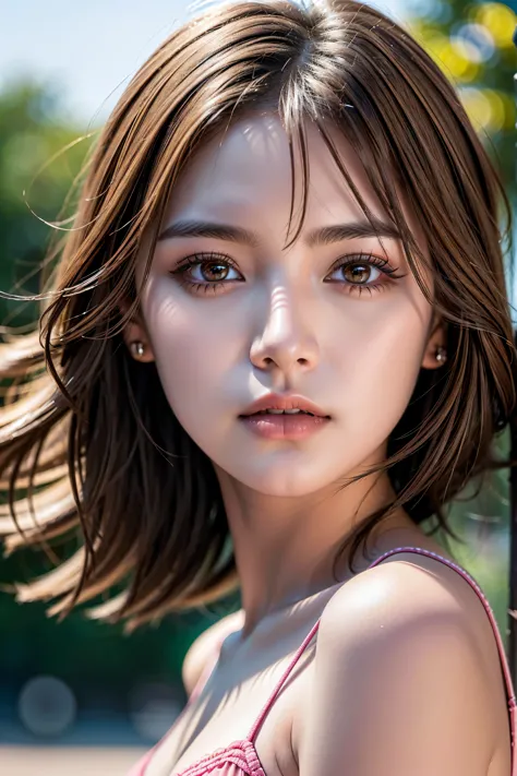 Realism, a realistic photo of (1girl:1.3, 20-year-old), in a sundress, blonde hair, beach, (extremely detailed CG unity 8k wallp...