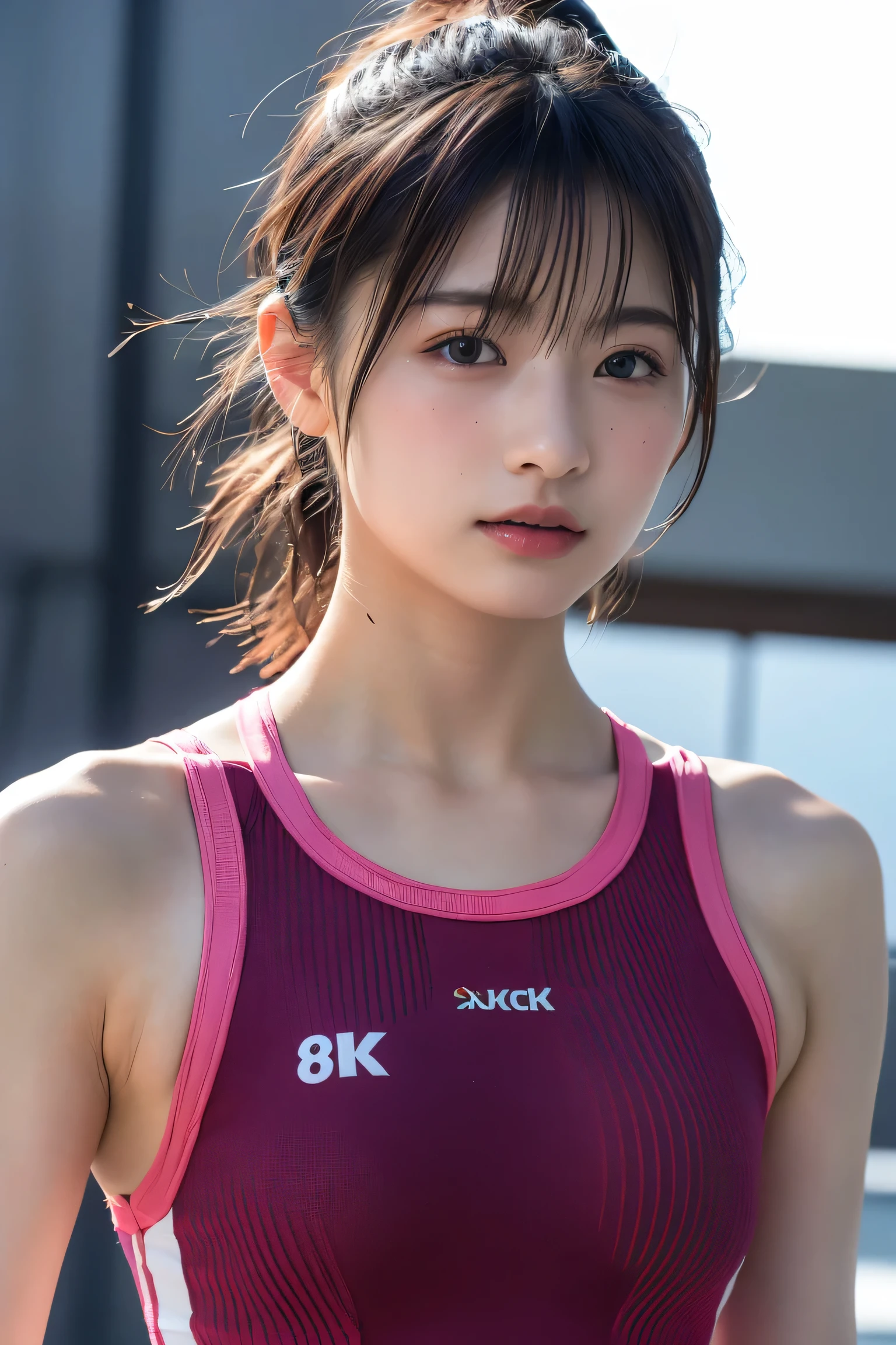 (8K, Fotos CRUDAS,de la máxima calidad, Alta resolución:1.1), (Súper realista:1.4),(Realista, Realista:1.3),belleza japonesa、((Parte superior del cuerpo:1.3))、Equipo de gimnasia - Leotardos y puños flexibles