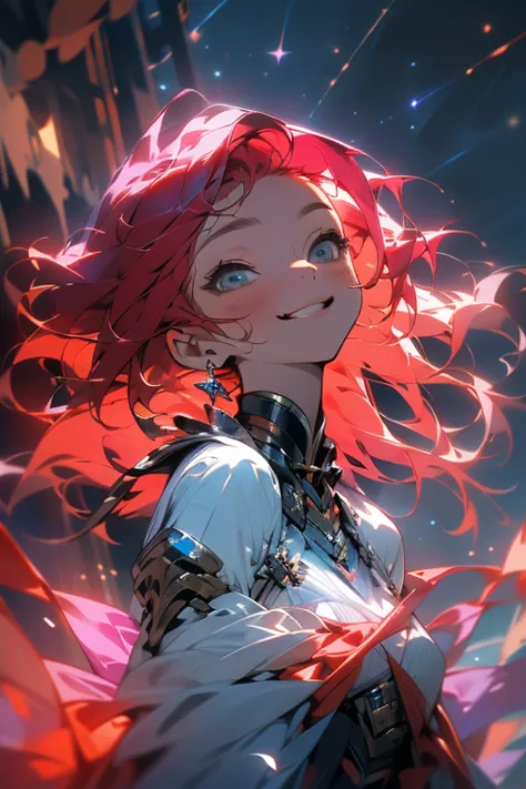 ((best quality)), ((masterpiece)), (detailed), beautiful girl with maroon colored hair surrounded by magic, modestly dressed and...