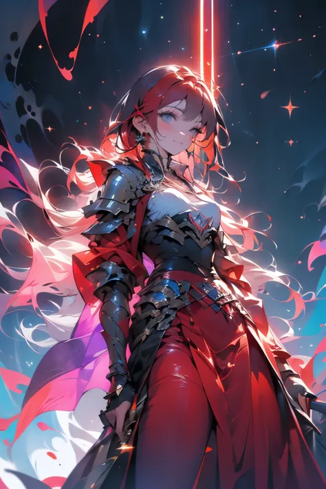 ((best quality)), ((masterpiece)), (detailed), beautiful girl with maroon colored hair surrounded by magic, modestly dressed and...