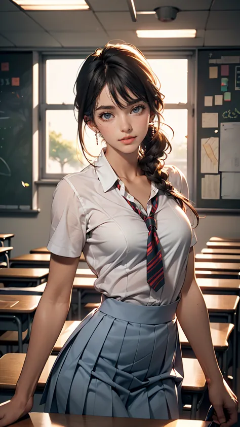 25-year-old woman, Mature Woman, ((In the classroom)), ((school uniform)), RAW Photos, (photoRealistic: 1.37, Realistic), Highly...