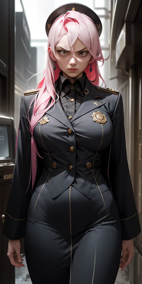 a pink-haired girl boss of the mafia,dark atmosphere,hidden weapons,high-end luxury cars,strategic meeting,secret hideout,heavy ...