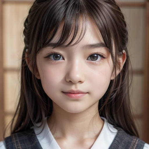 ((Cute 15 year old Japanese))、on the road、Highly detailed face、Pay attention to the details、double eyelid、Beautiful thin nose、Sharp focus:1.2、Beautiful woman:1.4、Cute Hairstyles、Pure white skin、highest quality、masterpiece、Ultra-high resolution、(Realistic:1.4)、Highly detailed and professional lighting、nice smile、Japanese school girl uniform