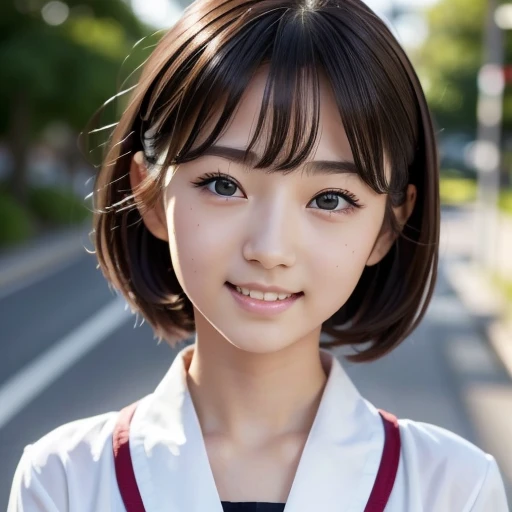 ((น่ารัก อายุ 15 ปี ชาวญี่ปุ่น))、บนถนน、ใบหน้าที่มีรายละเอียดสูง、ใส่ใจกับรายละเอียด、ตาสองชั้น、จมูกบางสวย、โฟกัสคมชัด:1.2、ผู้หญิงสวย:1.4、ทรงผมน่ารัก、ผิวขาวกระจ่างใส、คุณภาพสูงสุด、ผลงานชิ้นเอก、ความละเอียดสูงเป็นพิเศษ、(เหมือนจริง:1.4)、แสงที่มีรายละเอียดสูงและเป็นมืออาชีพ、ยิ้มสวย、ชุดนักเรียนหญิงญี่ปุ่น