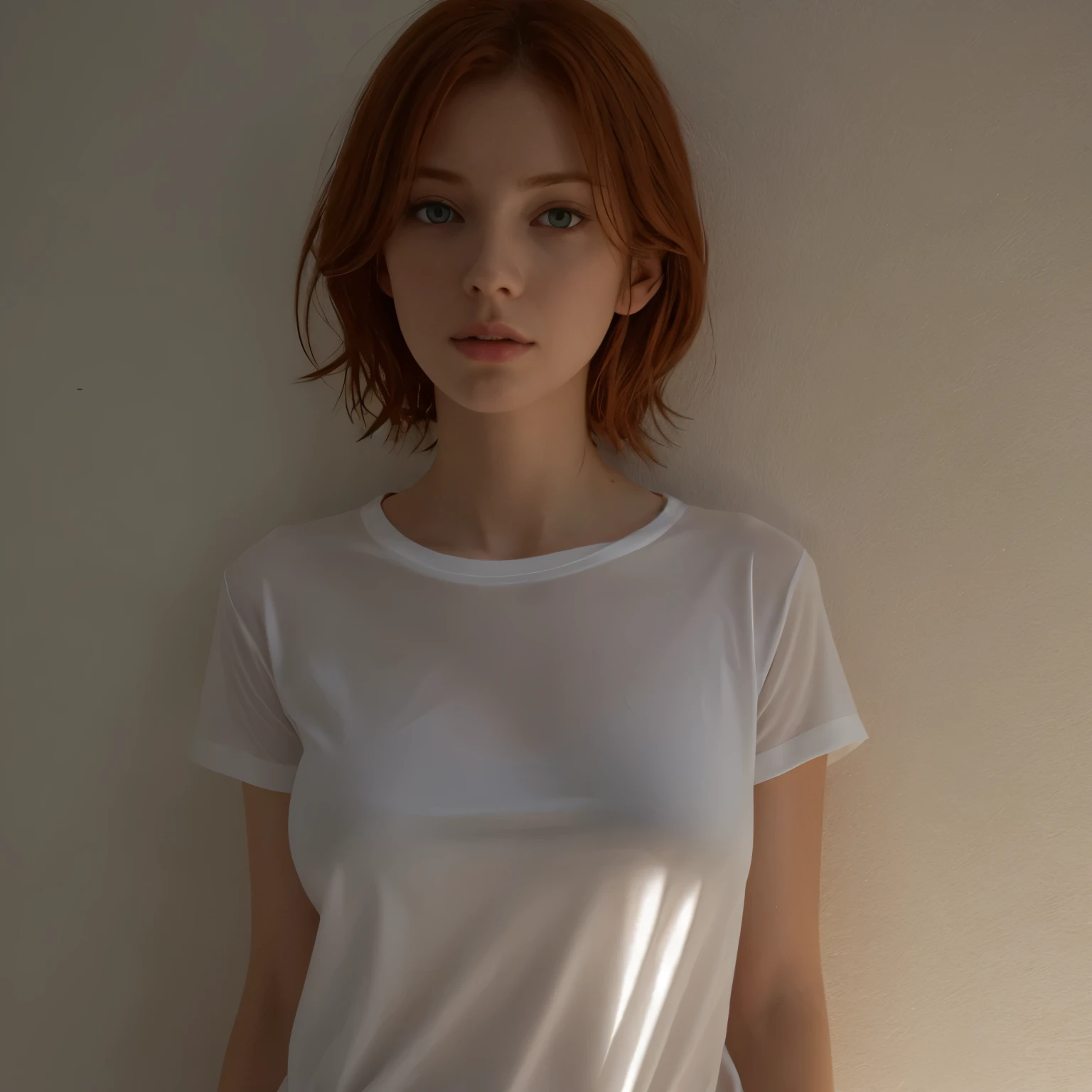 A close up of a woman in a white shirt and jeans - SeaArt AI