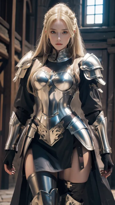 (((medieval image)))､tmasterpiece，High-definition CG diagram，Beautiful female warrior，Detailed eyes and face，Tall figure，The blo...