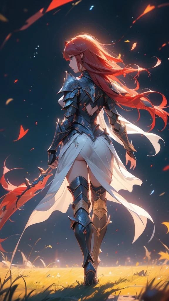 (masterpiece), (best quality), (high uqality), (8k), girl, (full-body), dragon armor, intricate details, red glow, short shilver hair, back messy hair, detailed hair strands, light blue eyes, dominance expression, walking in lesser caotic place as she rule the world, fire background, and dragons in the night sky, fierce aura, (high quality ilumination)