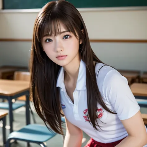 
((masterpiece, highest quality, High resolution)), fun, 1 girl, (Realistic: 1.4), 17 years old, Beautiful Hair, (Medium Hair:1.5), Japan, School gym clothes, School classroom, Change clothes, Look away, Smooth, Highly detailed CG composite 8k wallpaper, P...