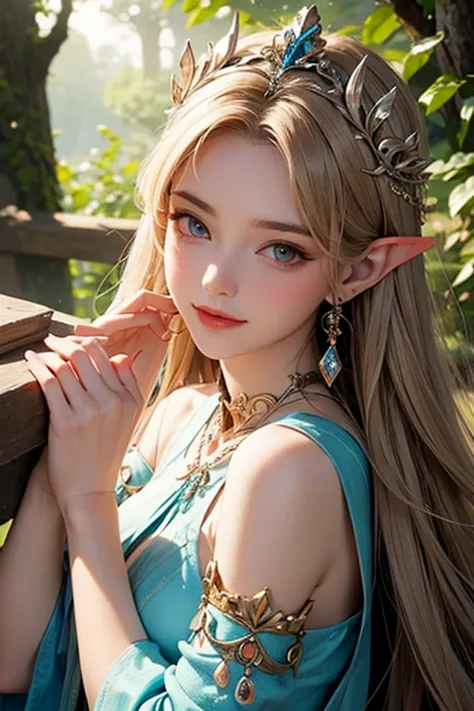 arremessar, an elven princess as his lover, she pulls your hand through the magical forest, looking at you with love and joy, st...