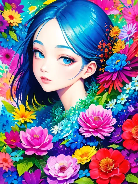 komugiko 2000 style、(((stylish fashion))), 8k quality、intense watercolor, detailed watercolor art, watercolor splash, surreal, a...