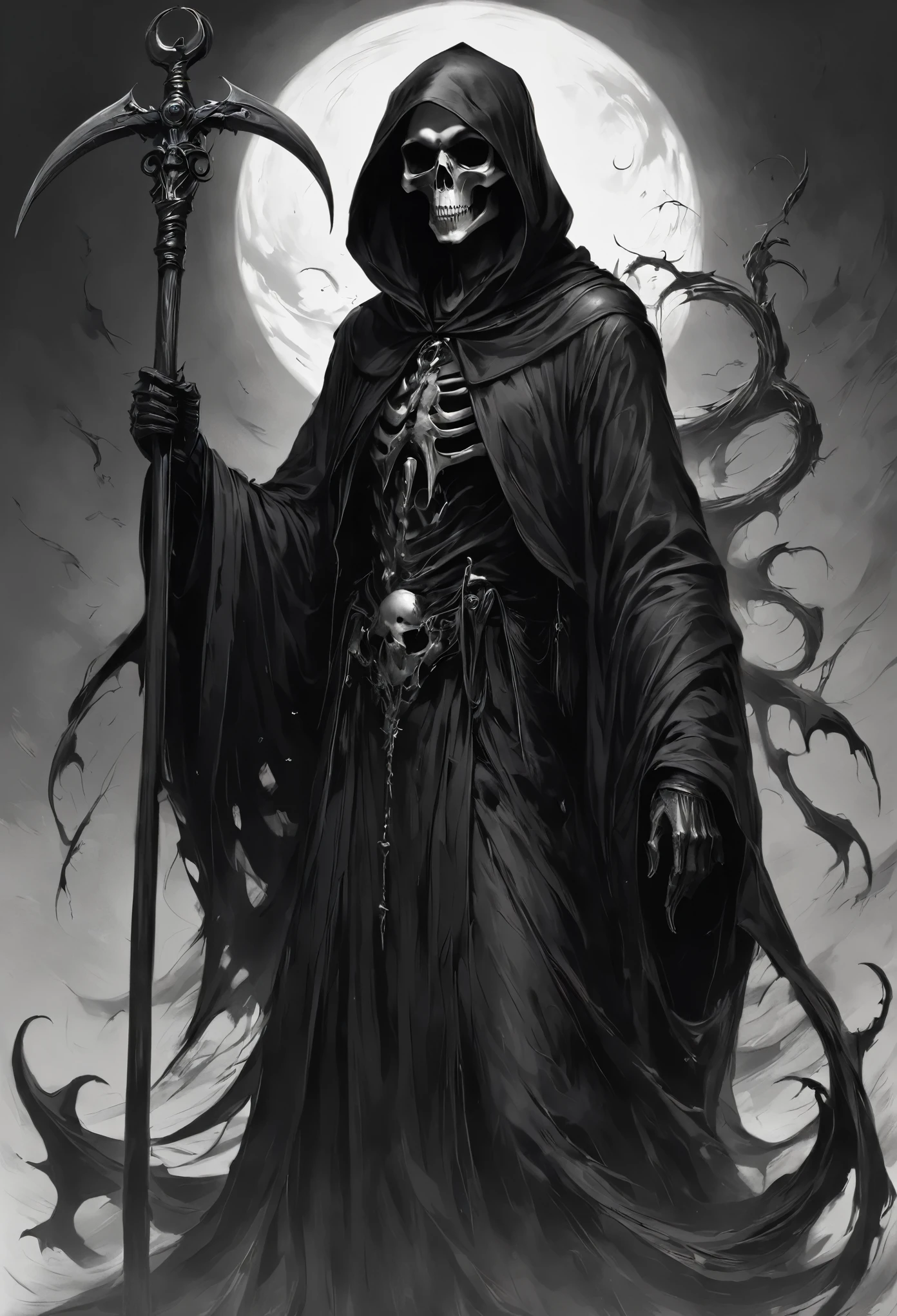 Grim Reaper drawn in black